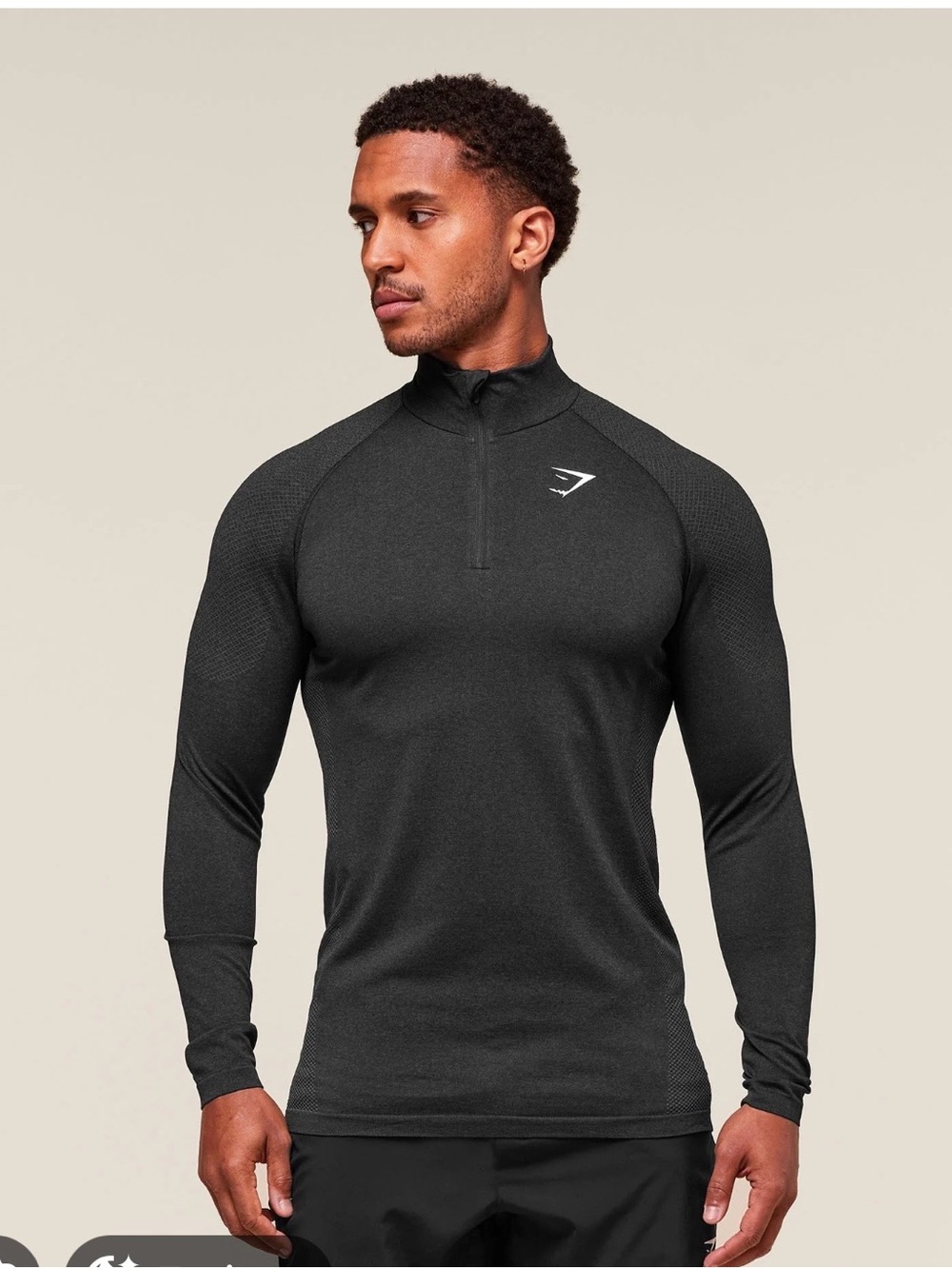 Gymshark Black Men's Long Sleeve Half-Zip Training Top -